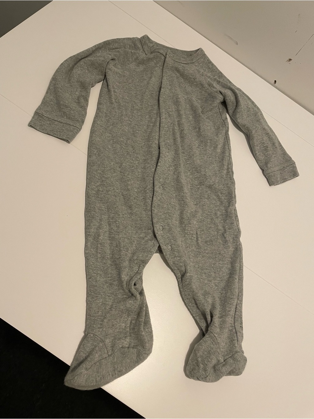 Primary Brand Baby Size 6-9 Months Gray Cotton Snap Footie Pajamas